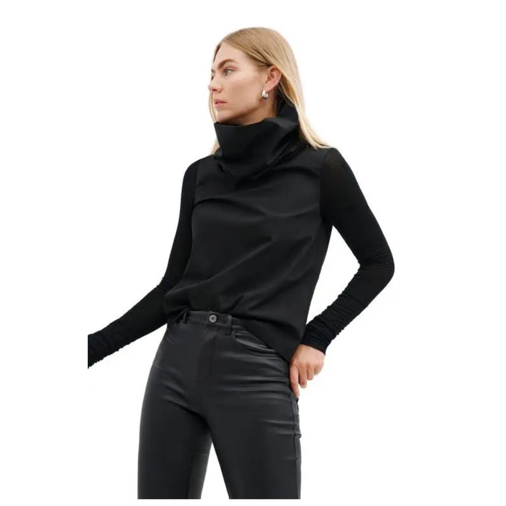 Marcella Atlantic Turtleneck Mixed Media Top Size Small - Picture 2 of 12
